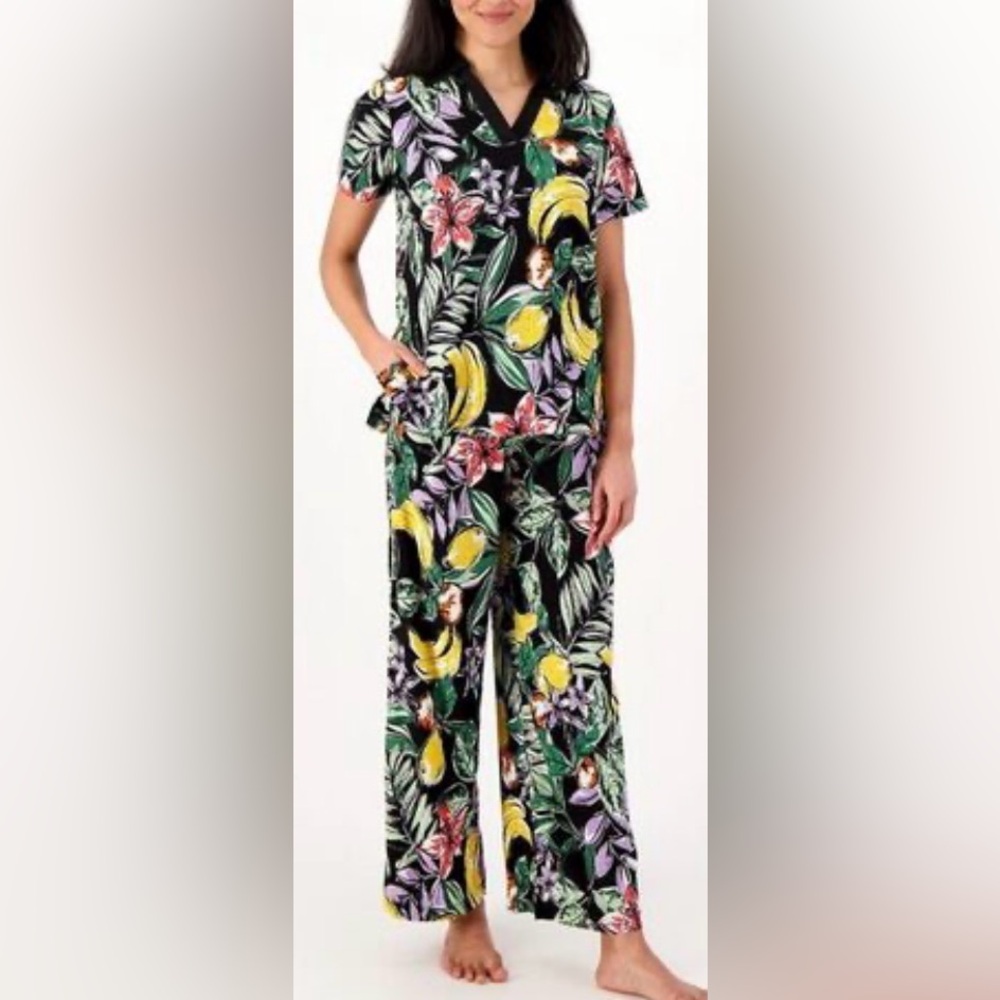 Cuddl Duds Crepe Paradise Print Loungewear Coord Set, sz XS